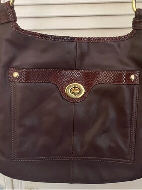 Coach Brown Leather Shoulder Bag with Gold Hardware